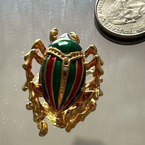 Colorful beetle brooch pin